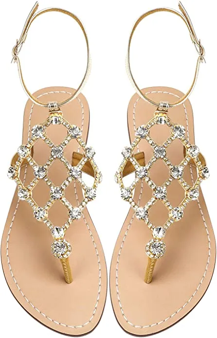 Gold Diamond Sequin Rhinestone Sparkle Fashion Sandals
