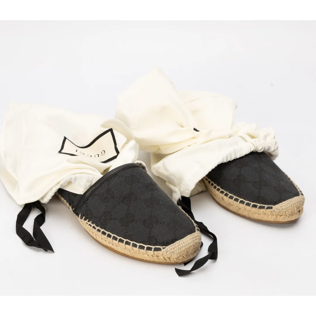 Gucci Black GG Canvas and Leather Espadrille