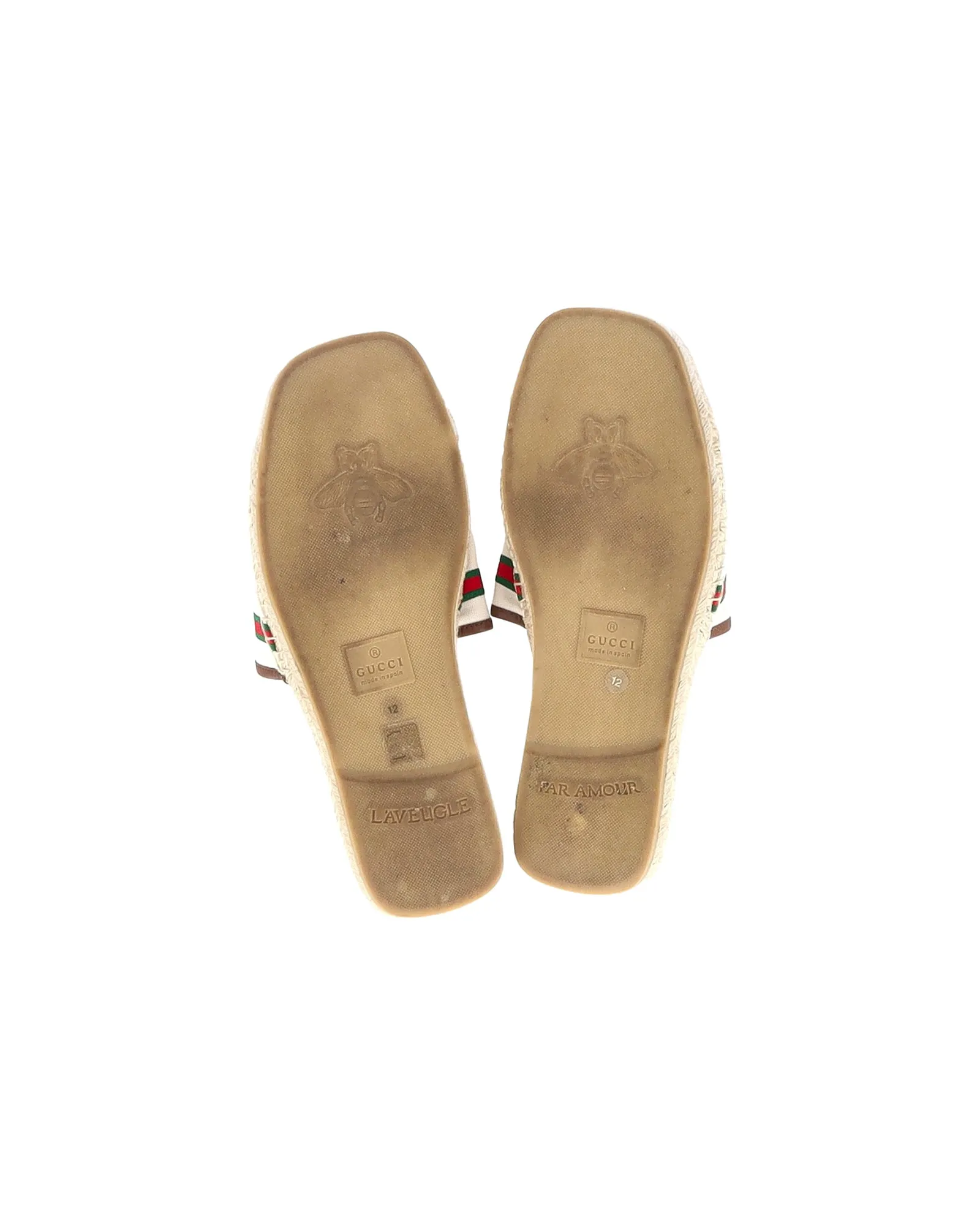 Gucci Embroidered GG Espadrille Sandals in Cream Canvas