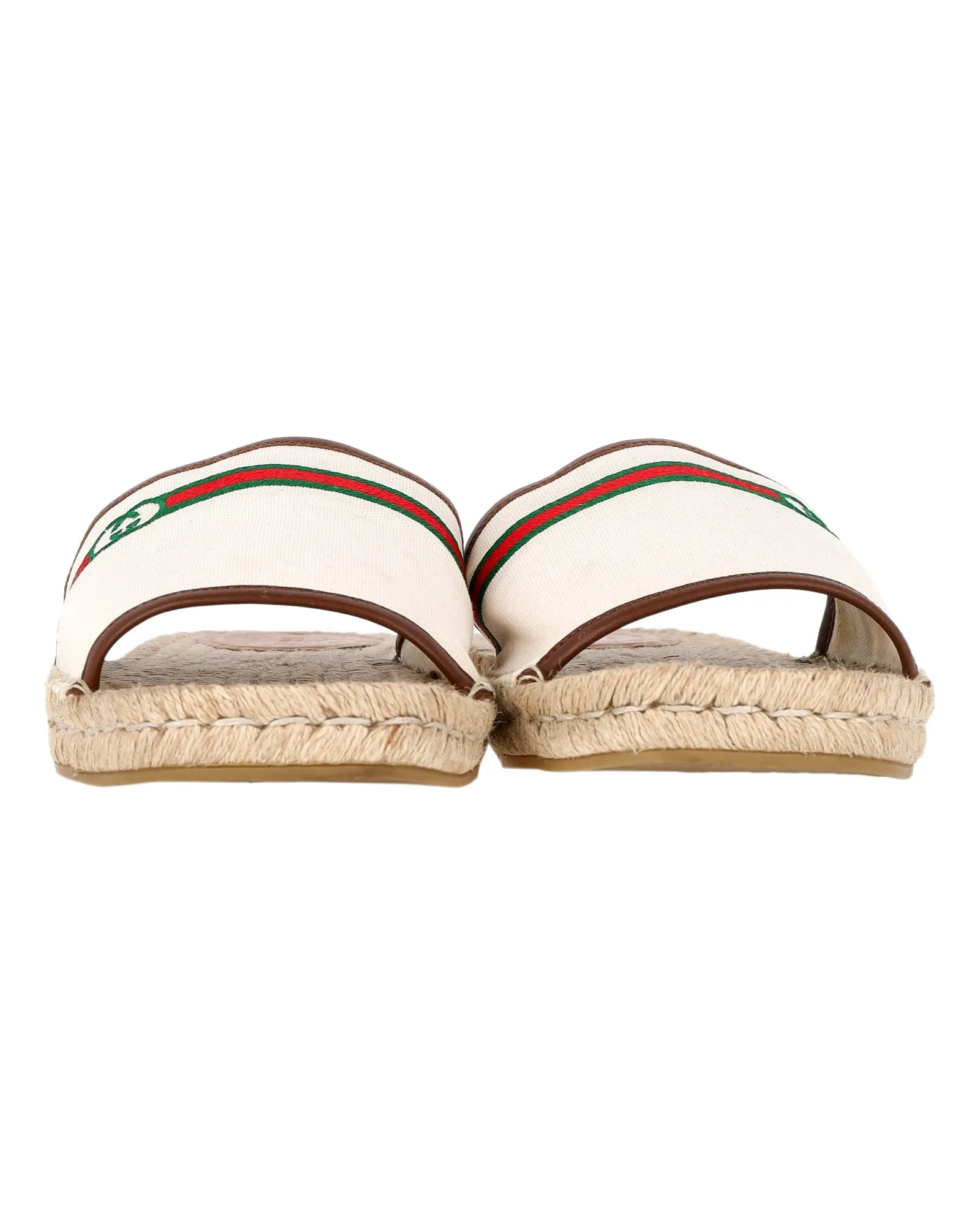 Gucci Embroidered GG Espadrille Sandals in Cream Canvas