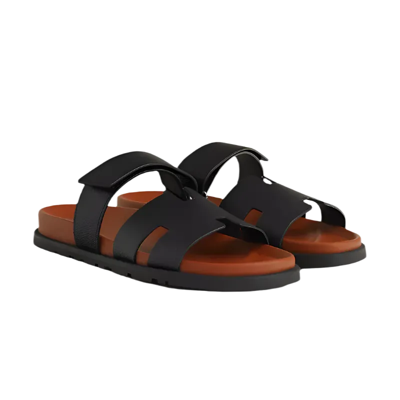 Hermes Chypre Sandals "Black / Natural"