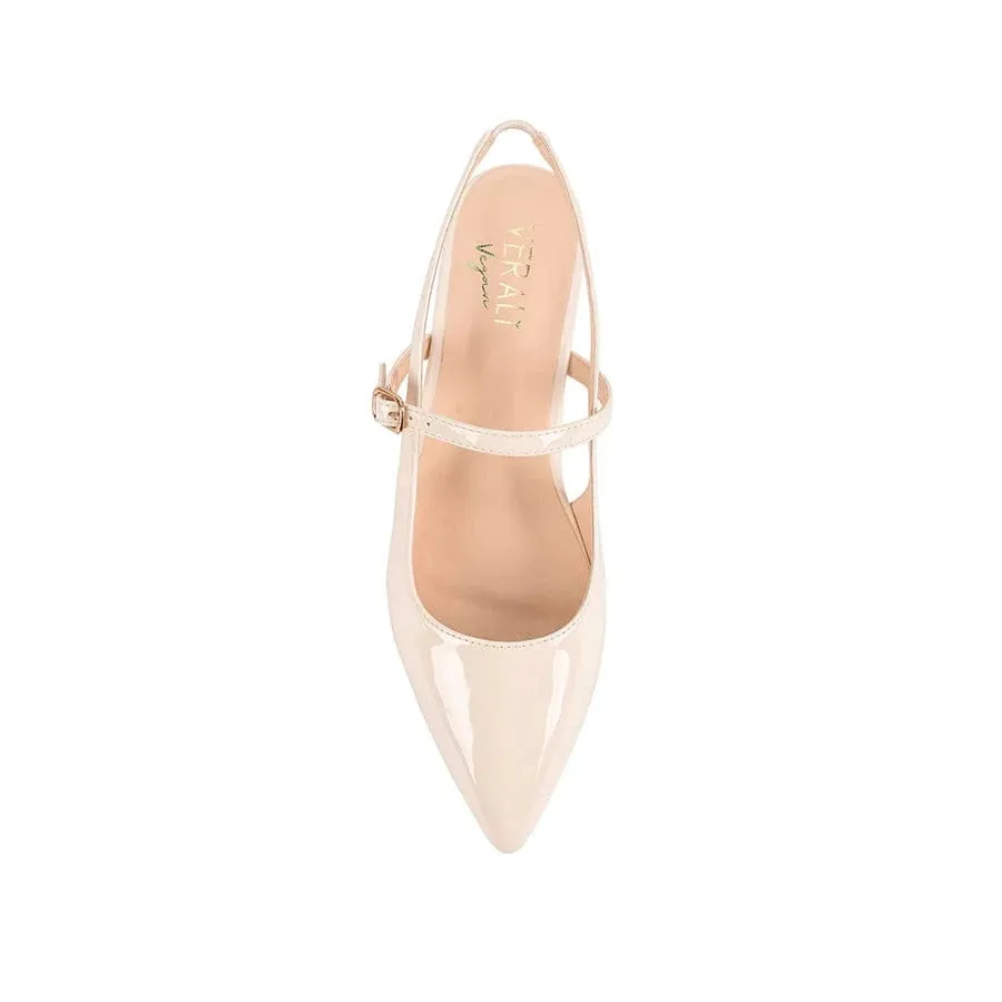 Hiatus Sling Back Flats - Bone White Patent