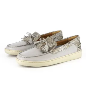 Intshakaza : Ladies Leather Moccasin in Quarry Cayak & Opal Rockafella