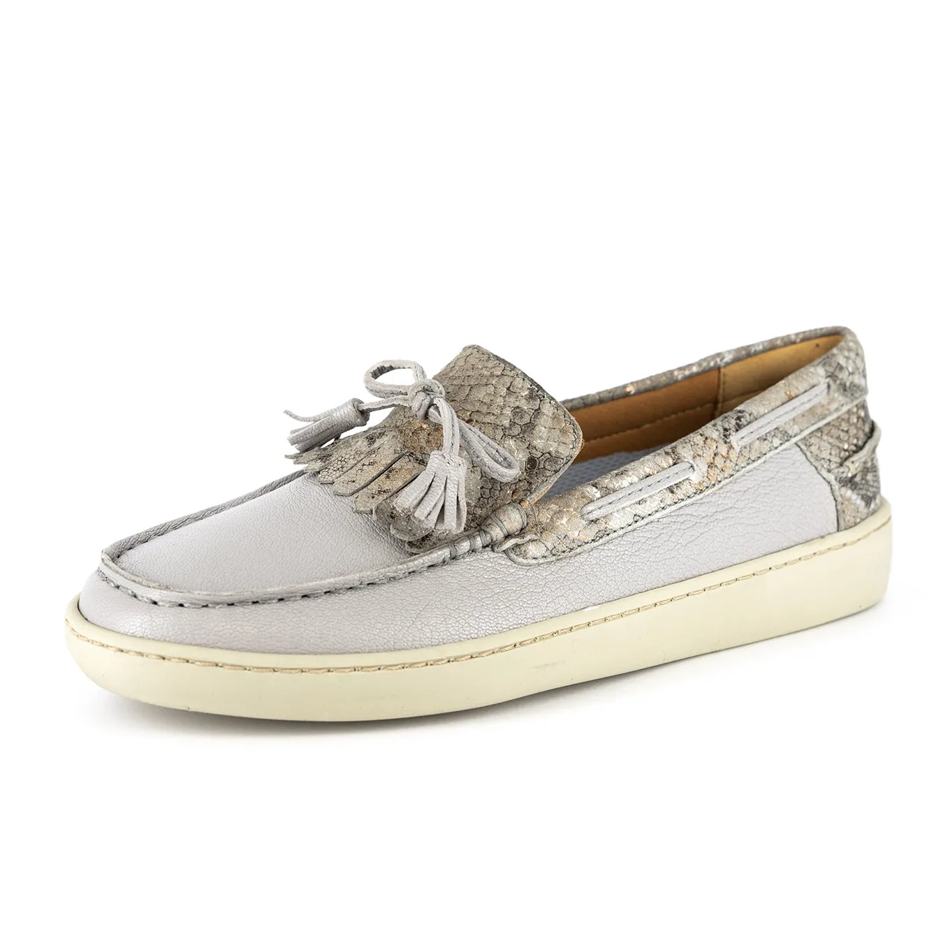 Intshakaza : Ladies Leather Moccasin in Quarry Cayak & Opal Rockafella