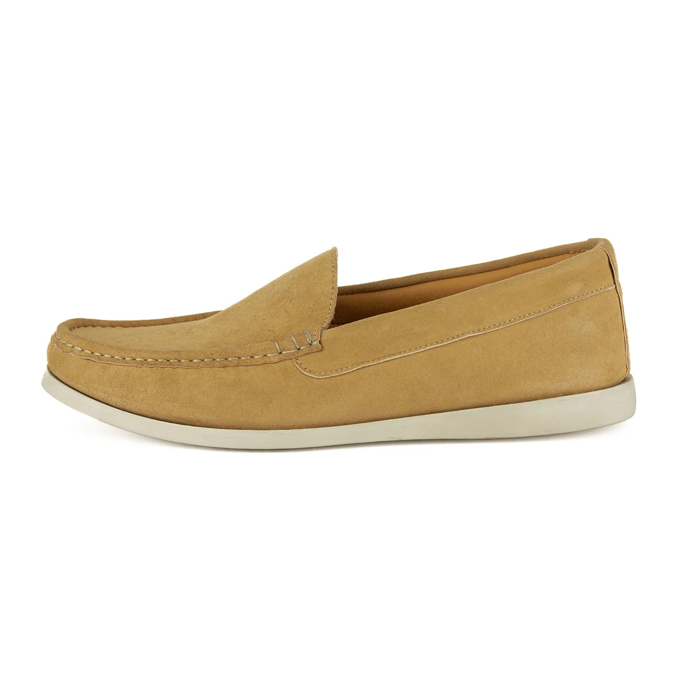 Kinshasa : Mens Leather Moccasin in Beige Madrid Velutto