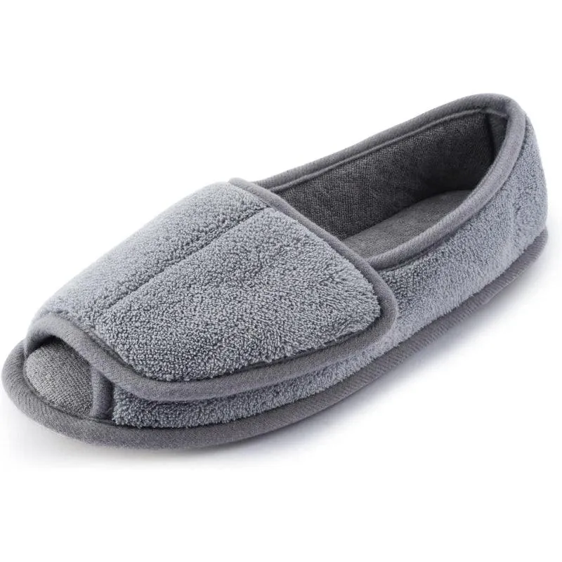 Knitted Plush Arthritis Slippers – Adjustable Comfort