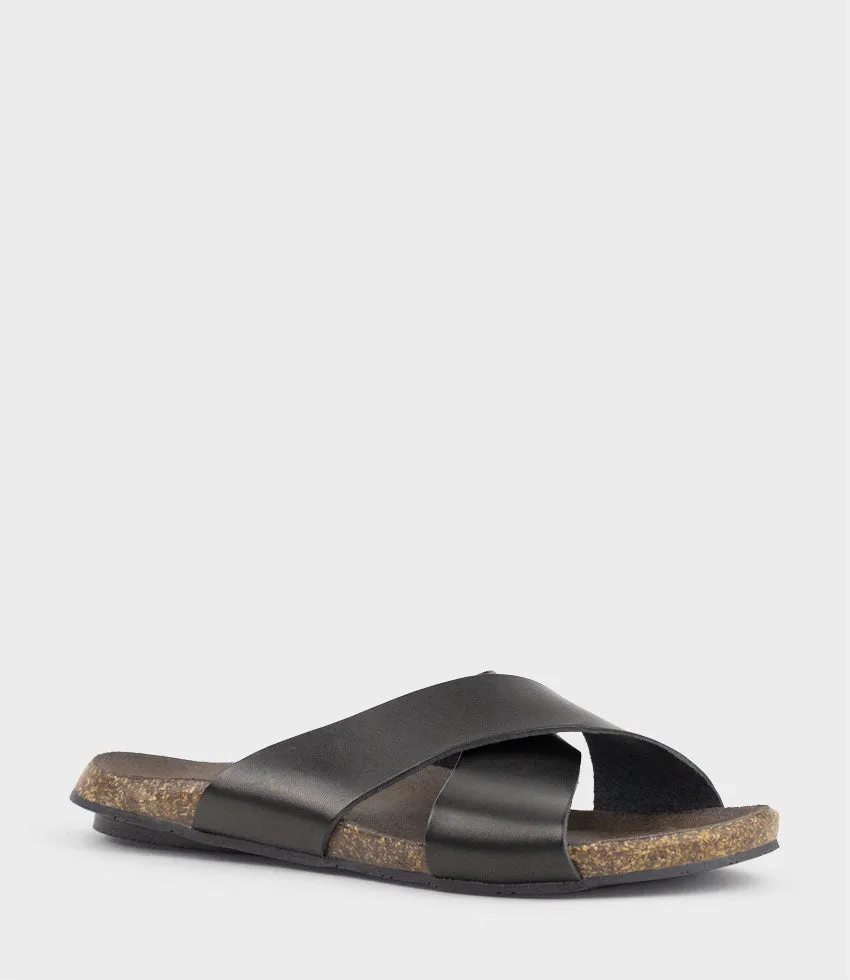 KUMI Crossover Slide on Footbed in Black