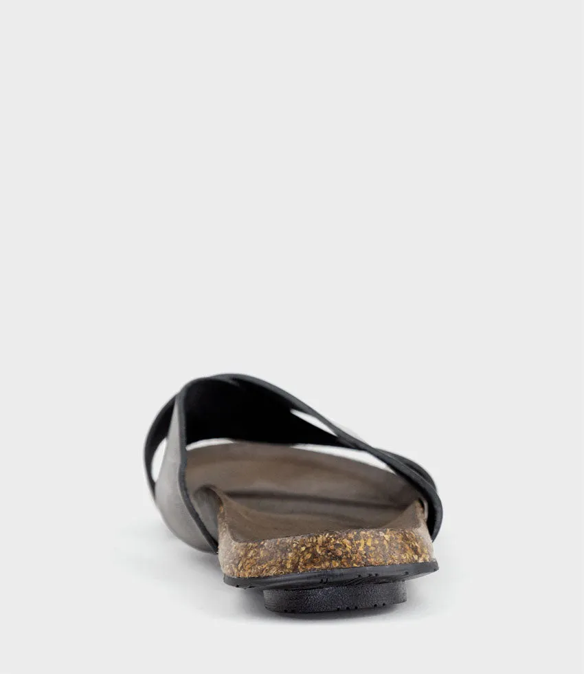 KUMI Crossover Slide on Footbed in Black