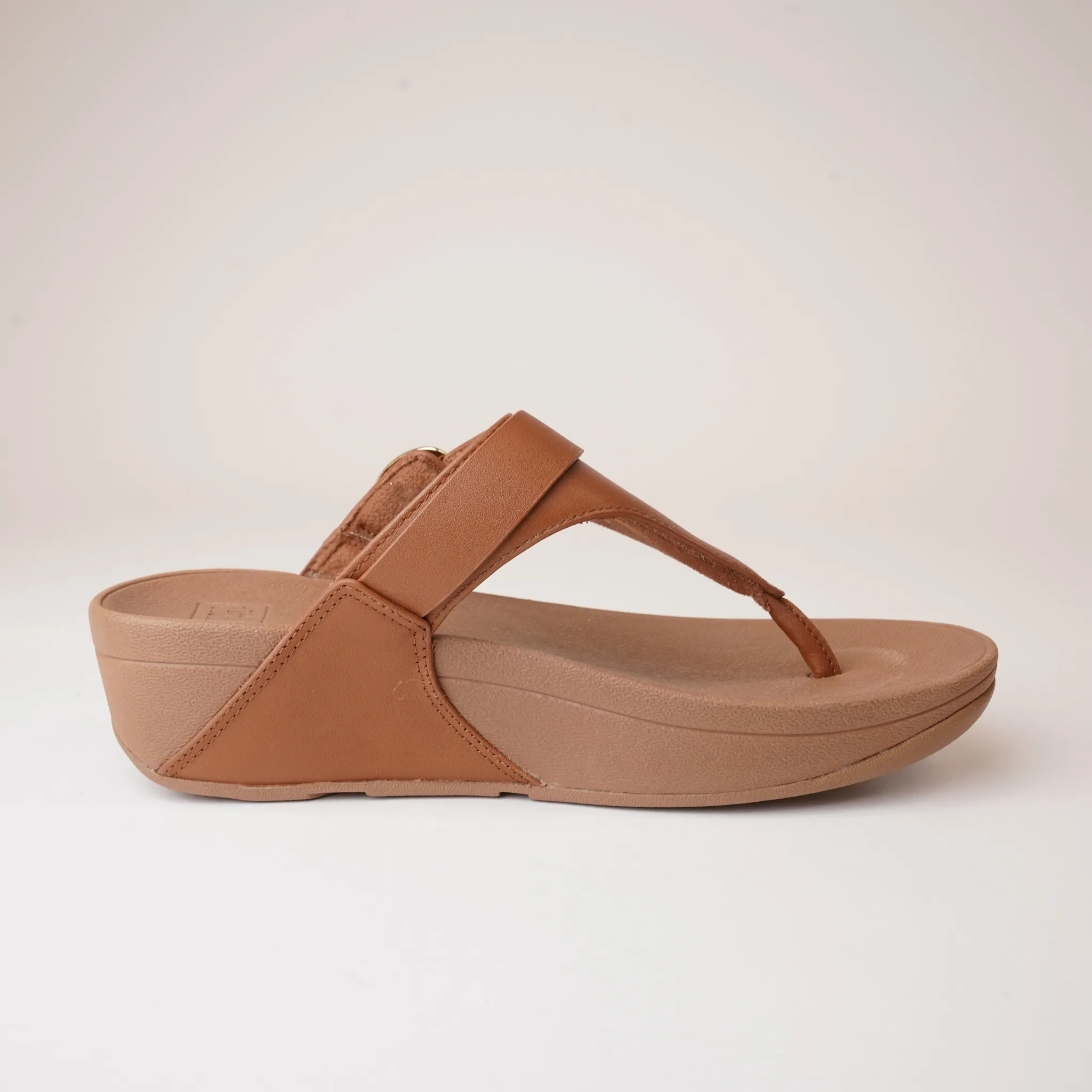 Lulu Adjustable Leather Toe Post Tan Sandals