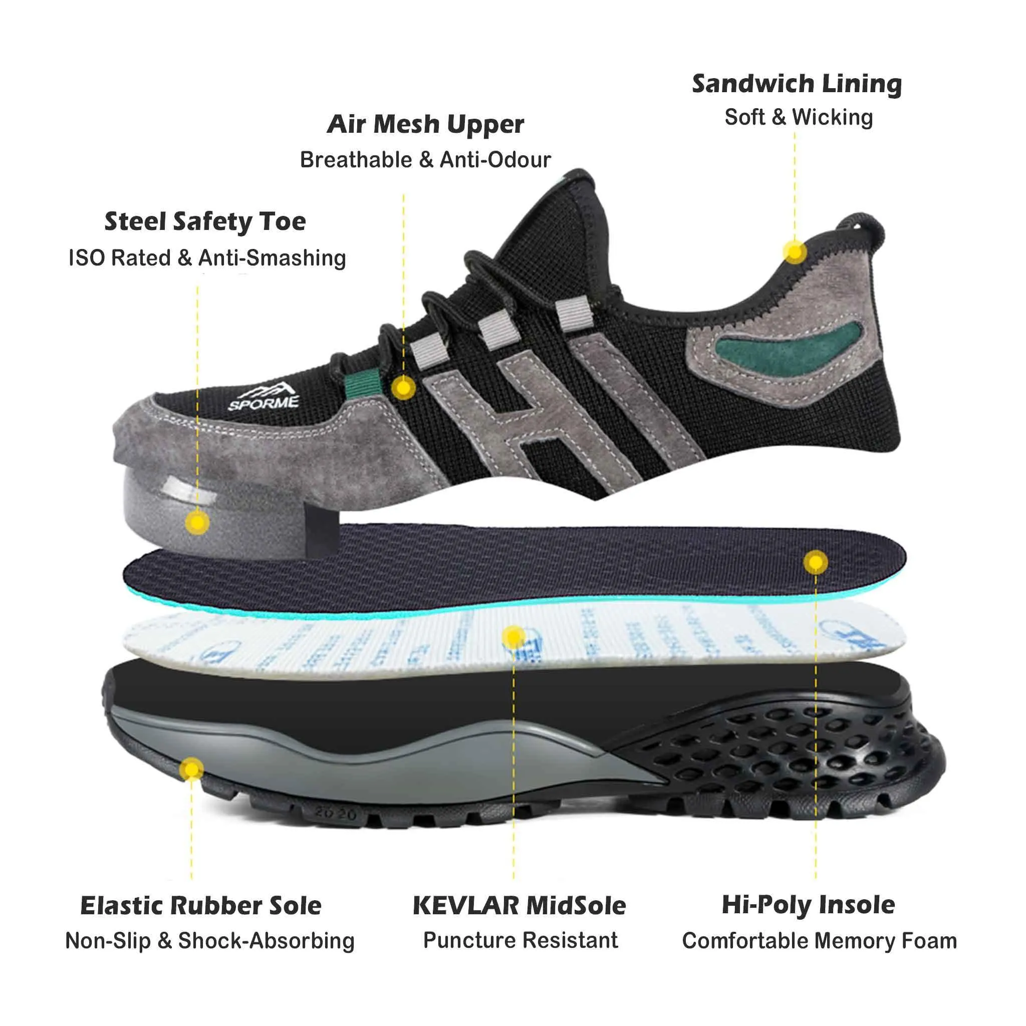 Men's Steel Toe Sneakers - Lightweight | Z019