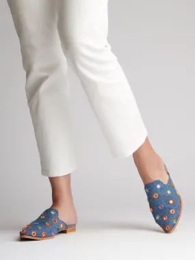 Mirror Work Denim Babouches