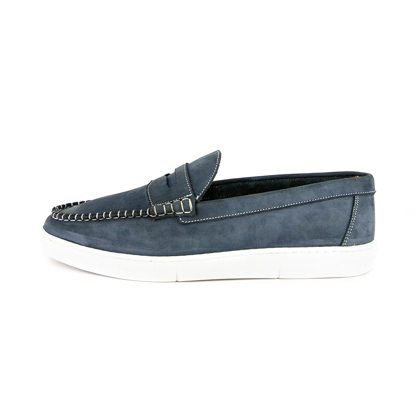 Othile : Men's Leather Moccasin in Marine Nubuck