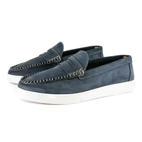 Othile : Men's Leather Moccasin in Marine Nubuck