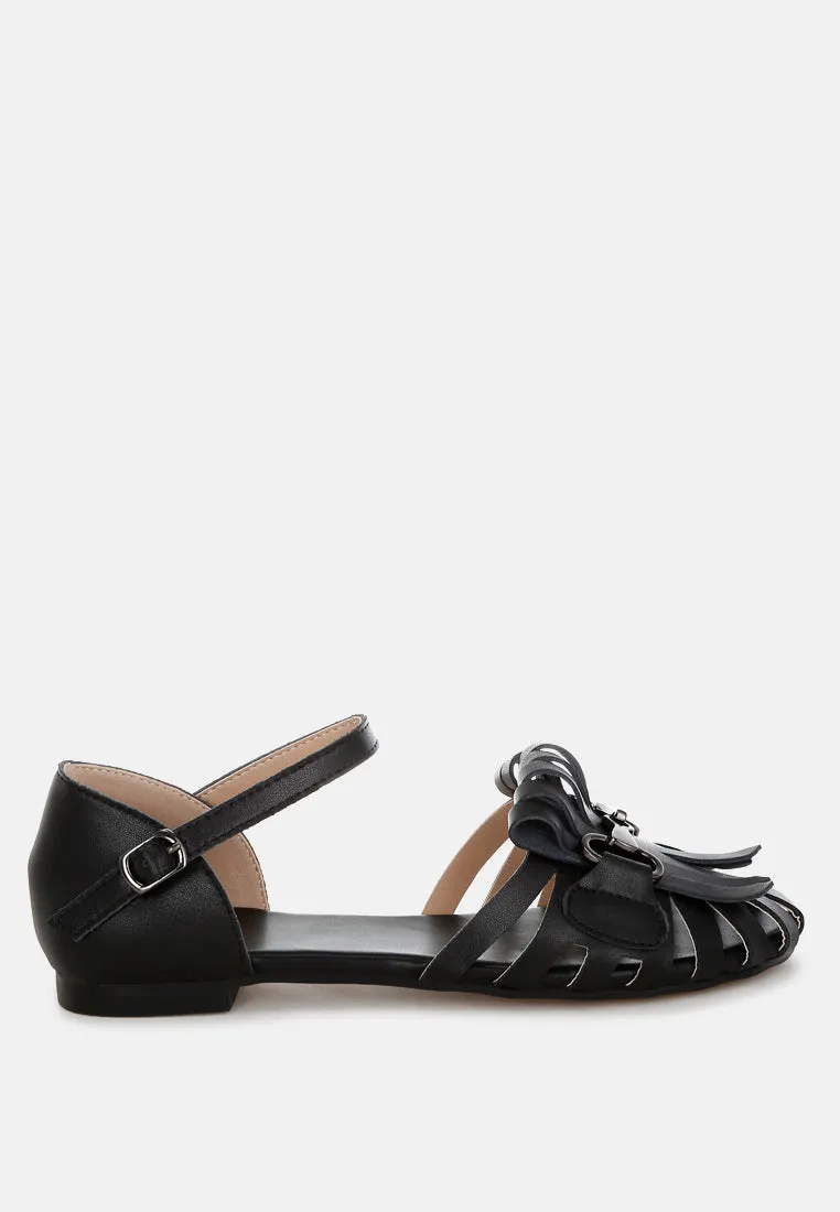 Ramita Horsebit Fringe Flat Sandals