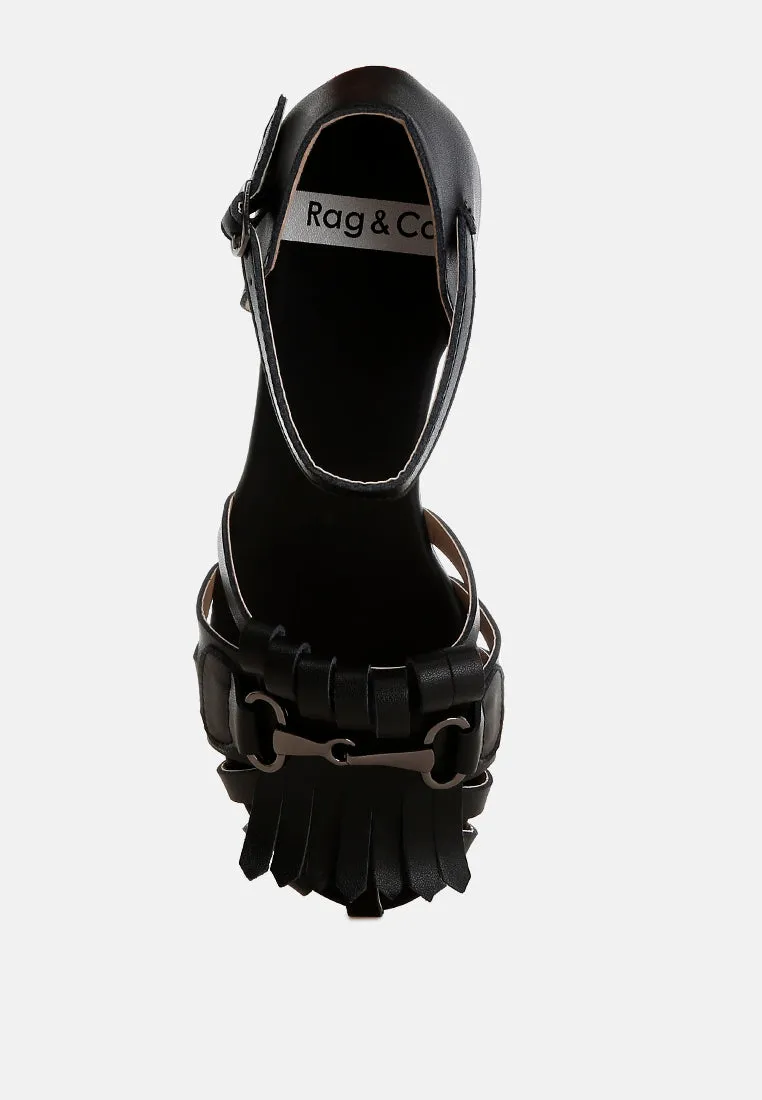 Ramita Horsebit Fringe Flat Sandals