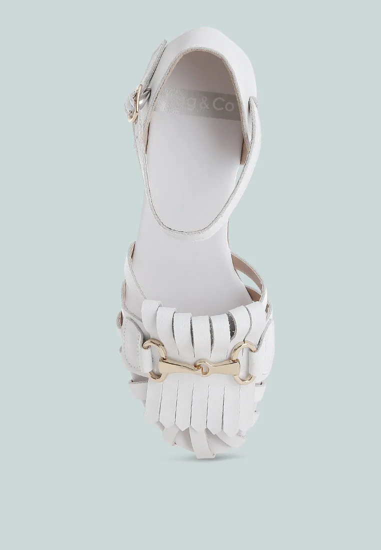 Ramita Horsebit Fringe Flat Sandals