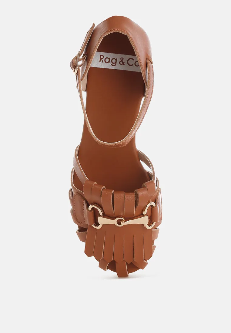 Ramita Horsebit Fringe Flat Sandals