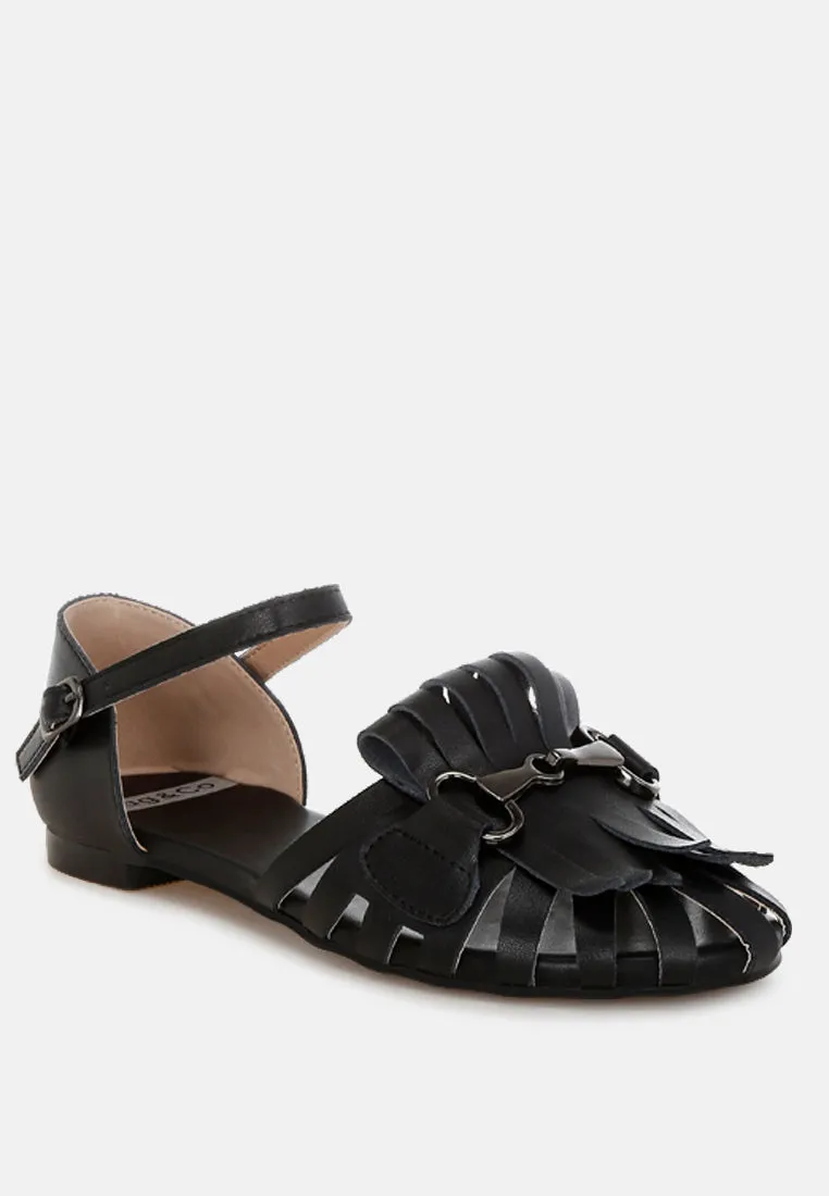 Ramita Horsebit Fringe Flat Sandals