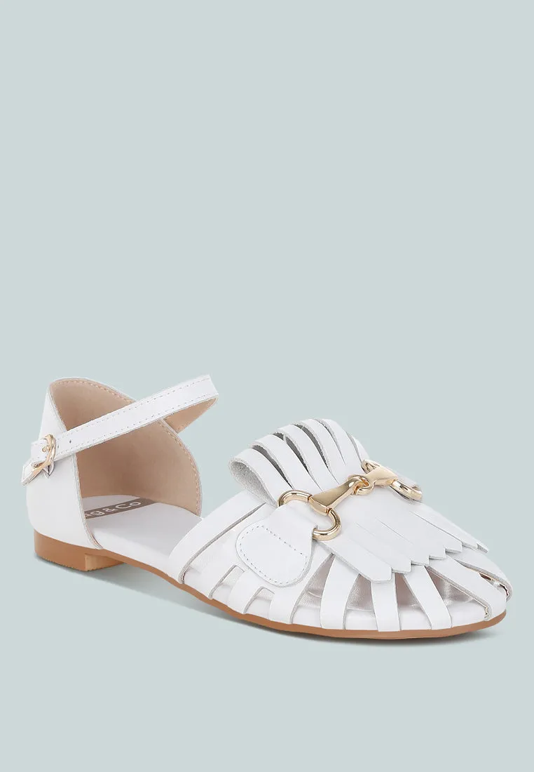 Ramita Horsebit Fringe Flat Sandals