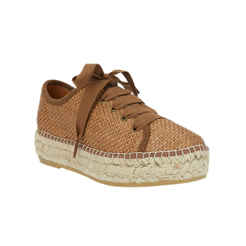 Rattan Platform Sneaker - Tan