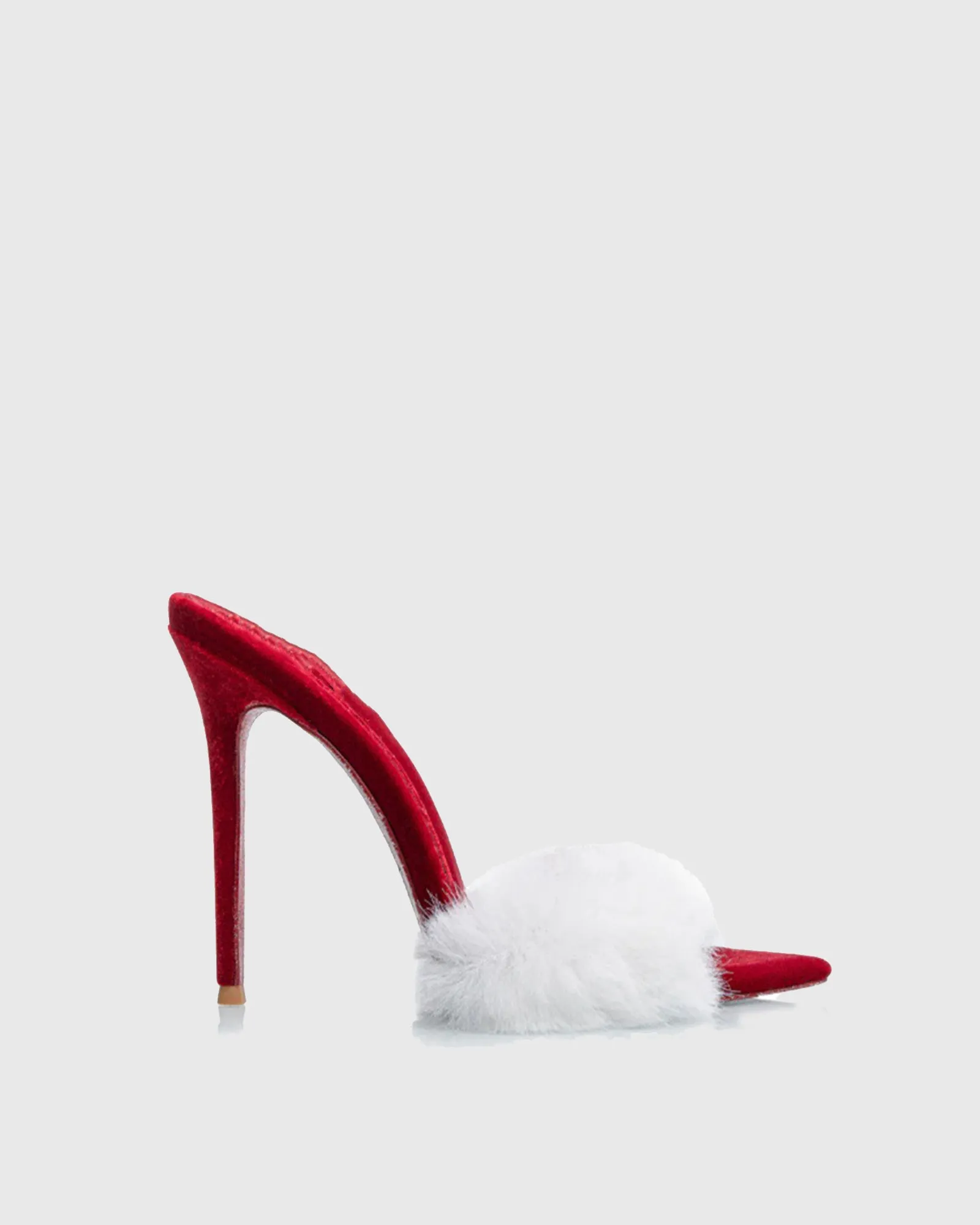 Romilda Faux Fur Velvet Slippers In Red