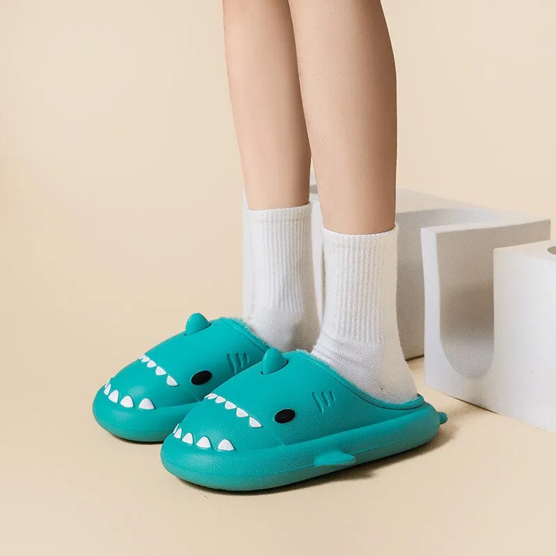 Shark Waterproof Thick Sole Plush Sandals