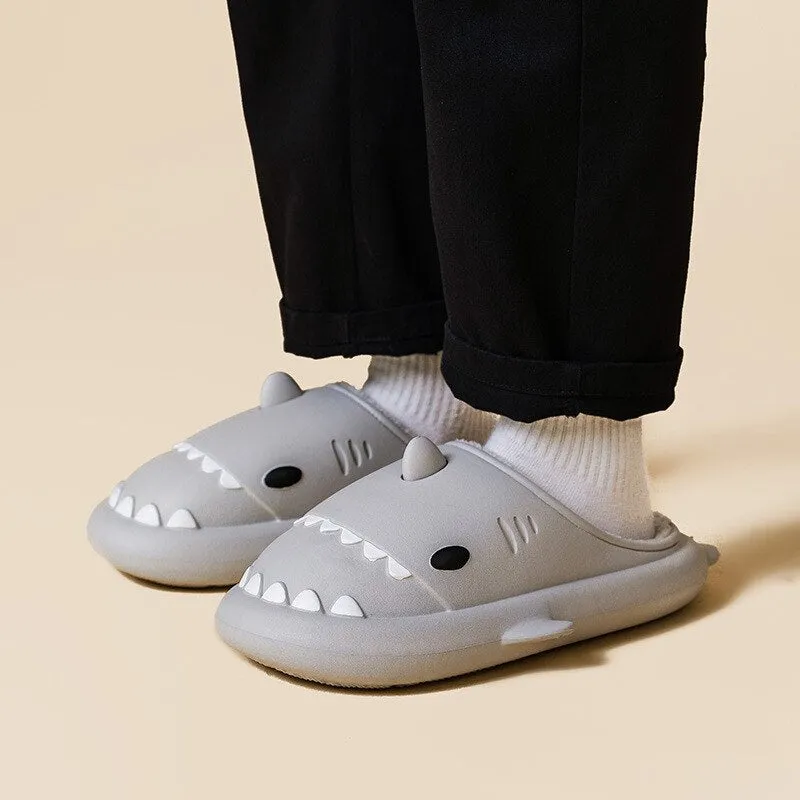 Shark Waterproof Thick Sole Plush Sandals
