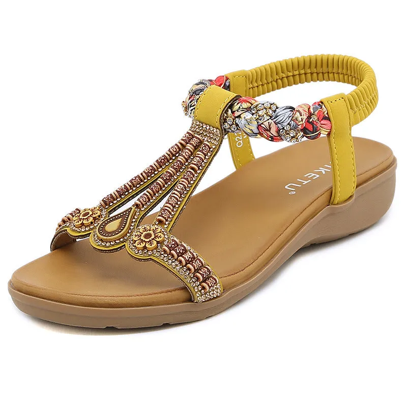 SIKETU | Sparkly Beaded Rhinestone Low Heel Wedges