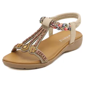 SIKETU | Sparkly Beaded Rhinestone Low Heel Wedges