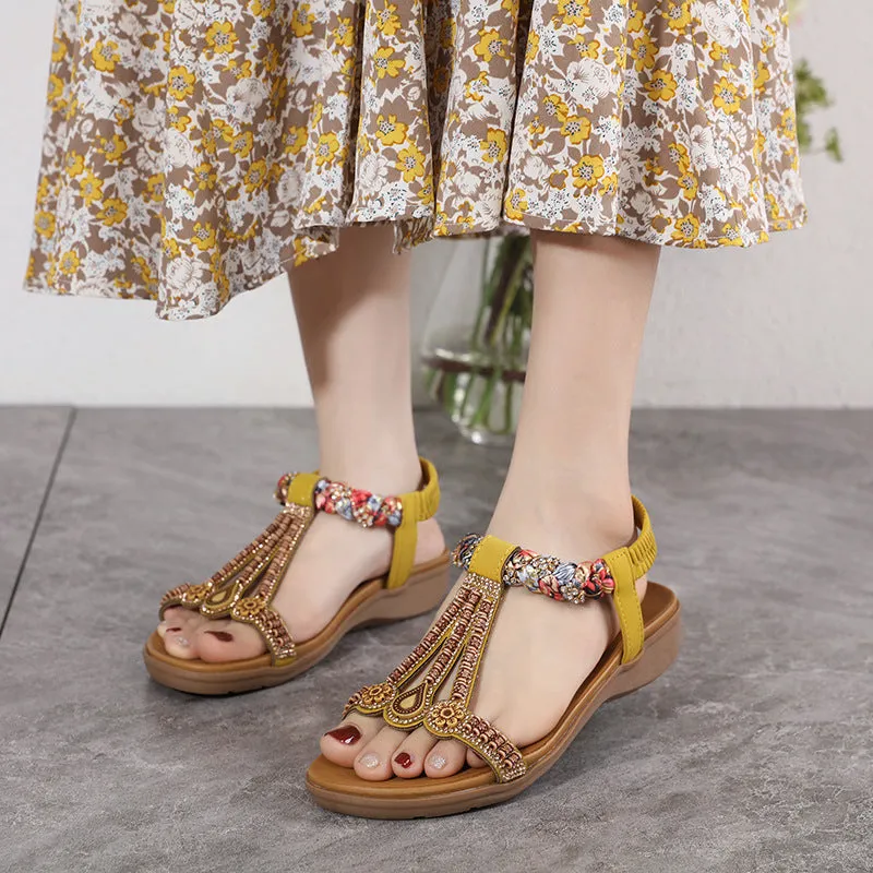 SIKETU | Sparkly Beaded Rhinestone Low Heel Wedges
