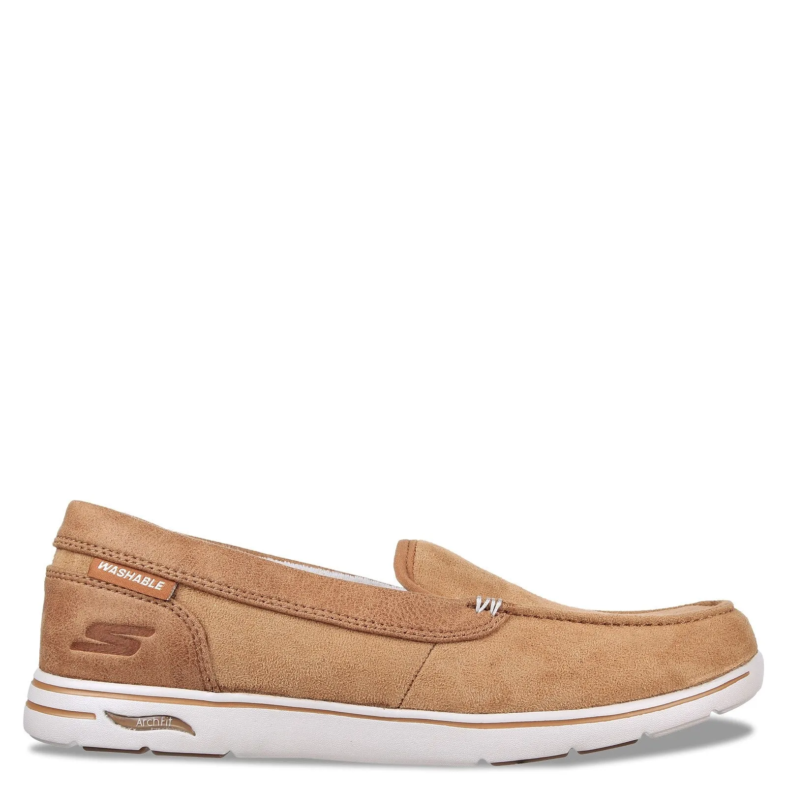 Skechers Go Walk Arch Fit Lounge Cirrus Brown Slip On Rounded Toe Suede Loafers