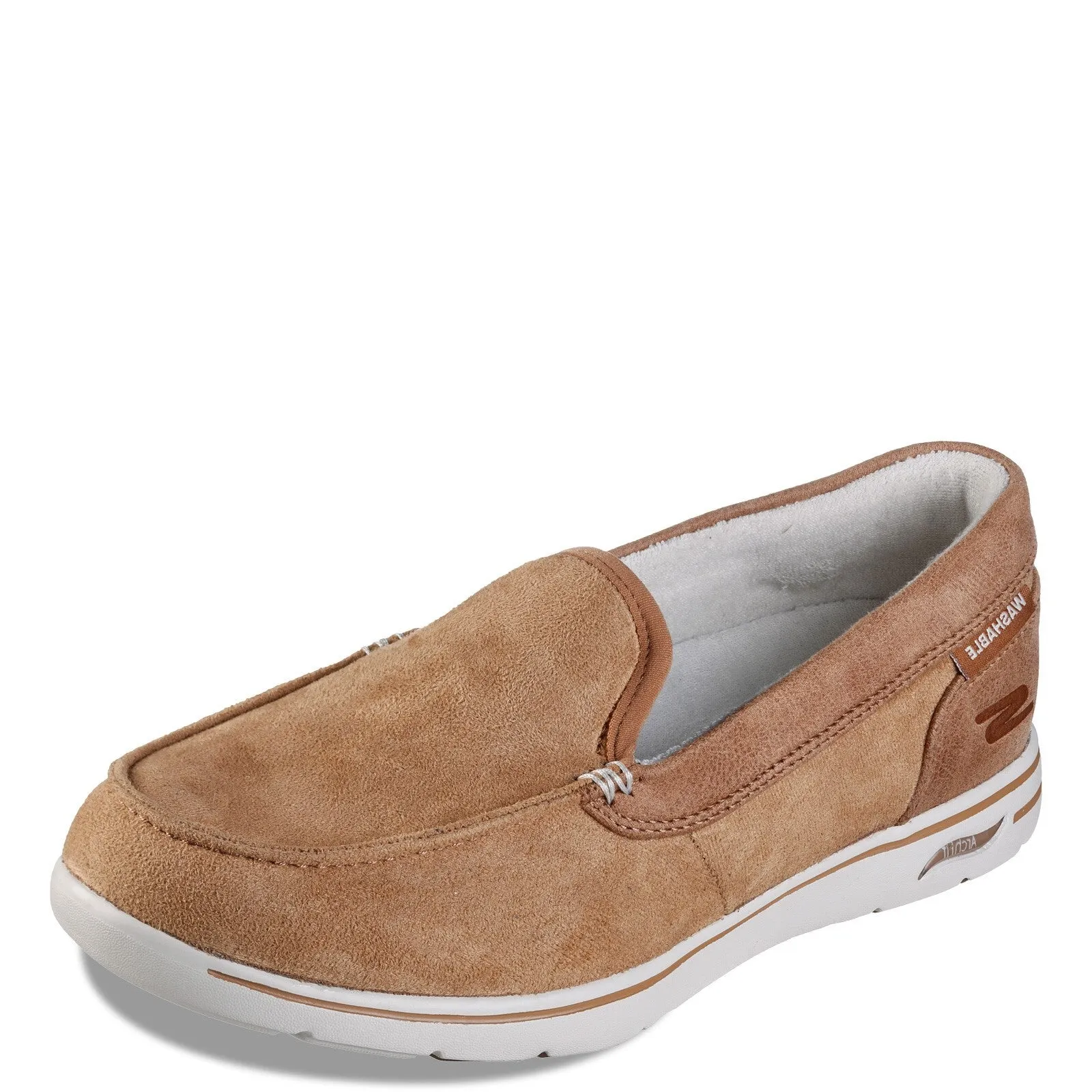 Skechers Go Walk Arch Fit Lounge Cirrus Brown Slip On Rounded Toe Suede Loafers