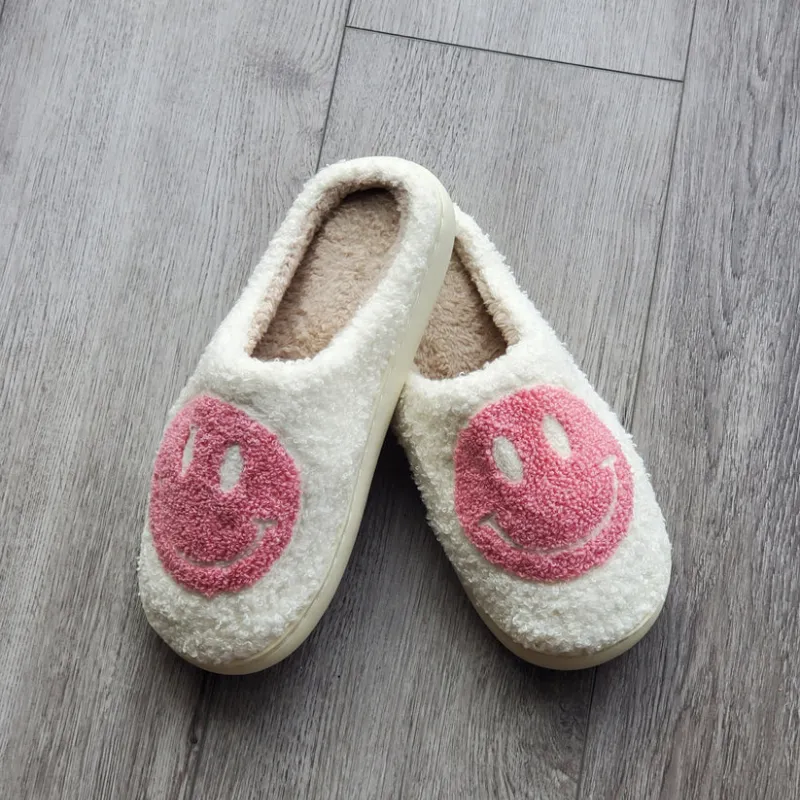 Smile Printed Plush Slippers
