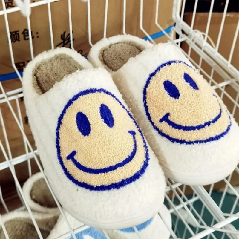 Smile Printed Plush Slippers