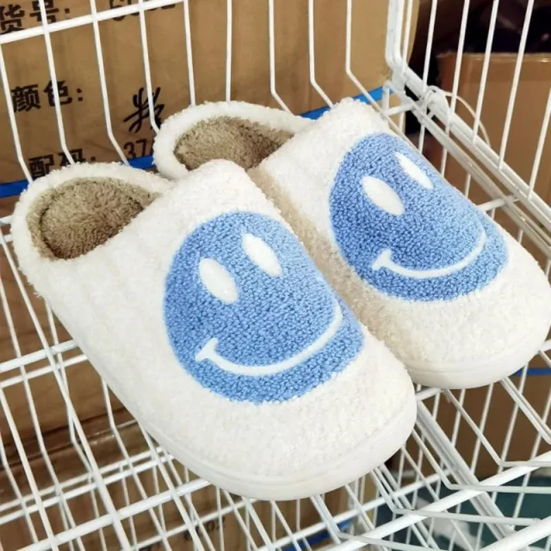 Smile Printed Plush Slippers