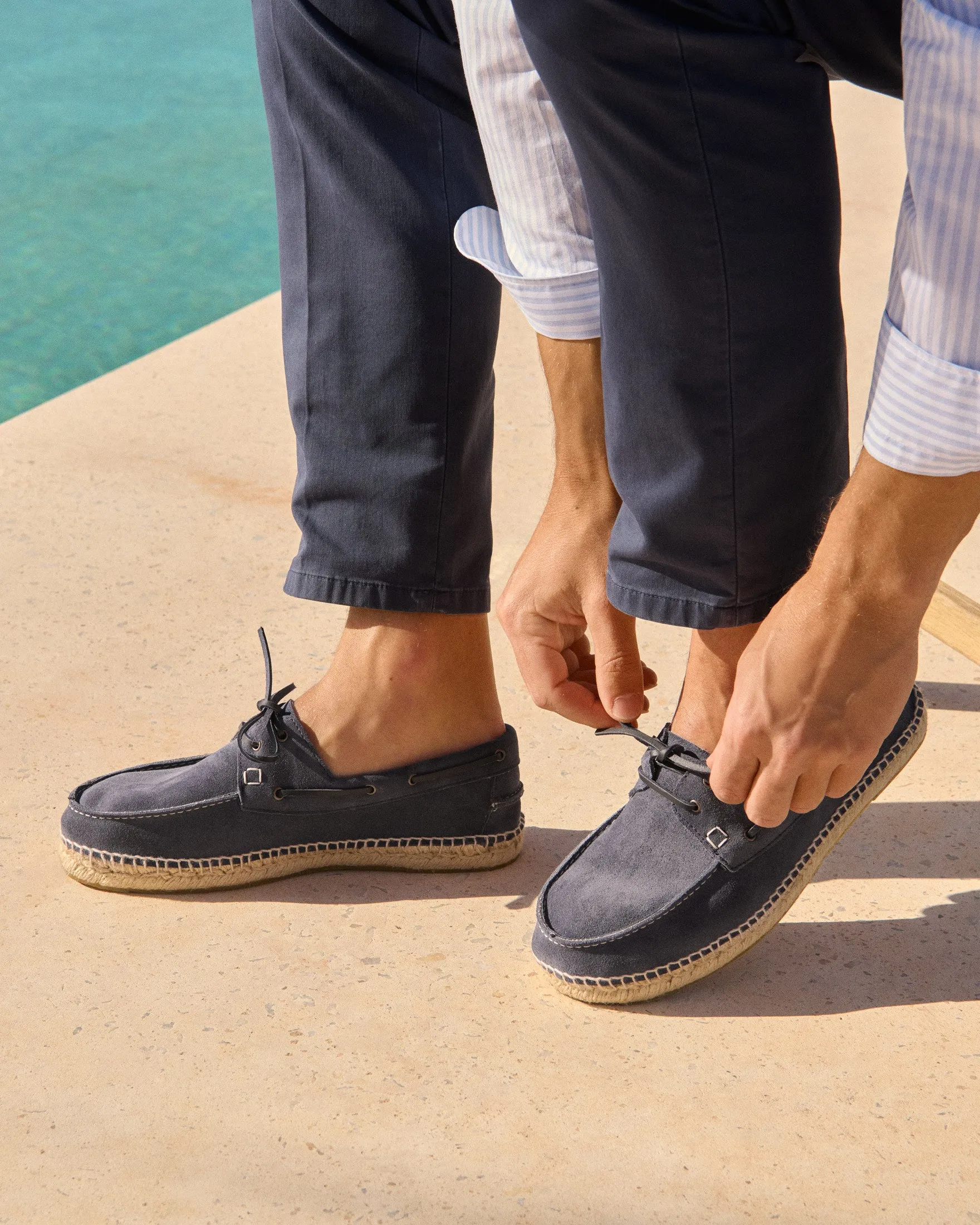 Suede Boat-Shoes Espadrilles - K15K0 - Hamptons Patriot Blue