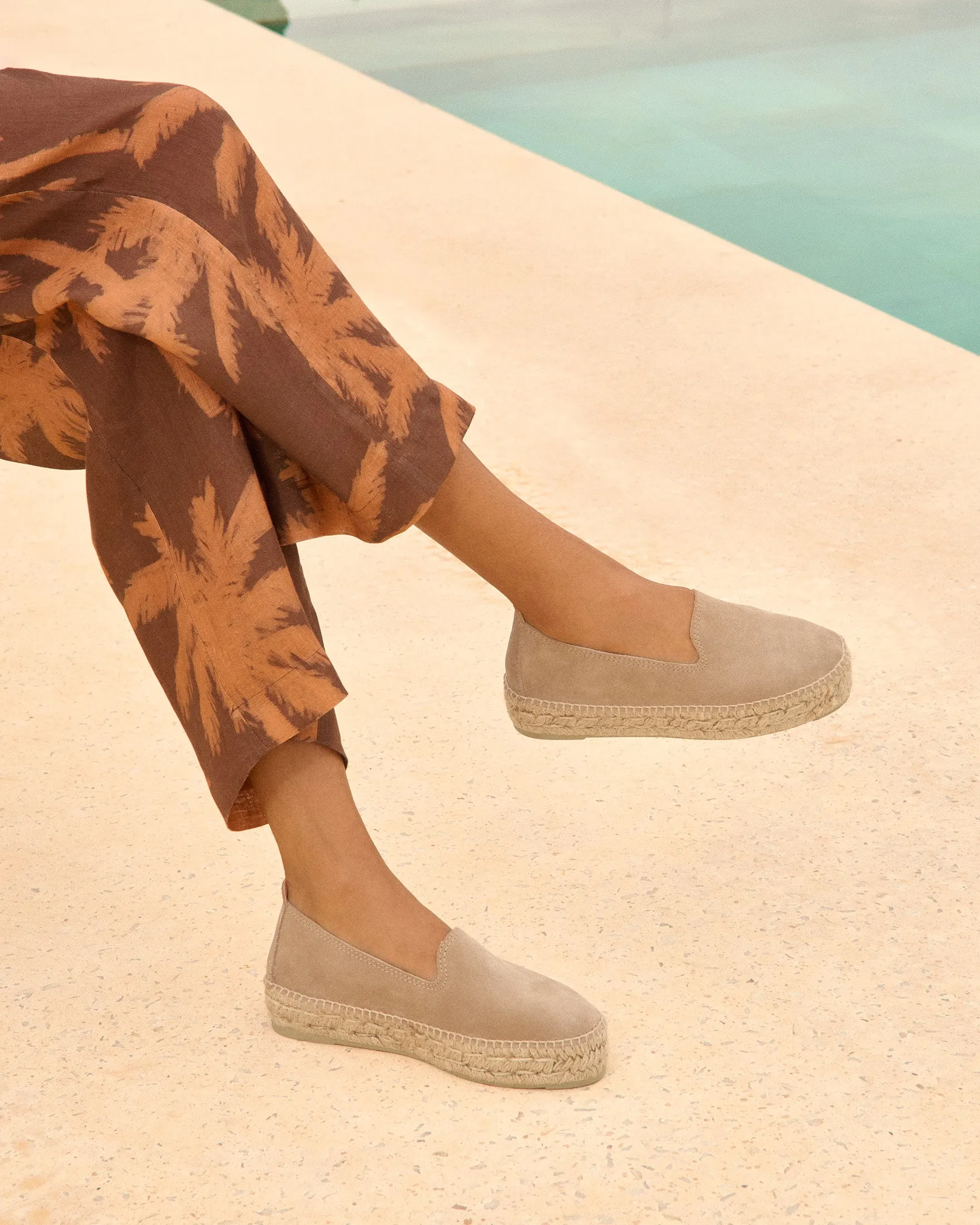 Suede Double Sole Espadrilles - W19D0 - Hamptons Vintage Taupe
