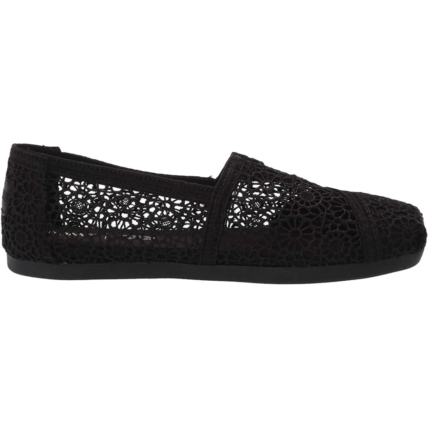 Toms Black Crochet Alpargata Womens Espadrilles Slipons Shoes