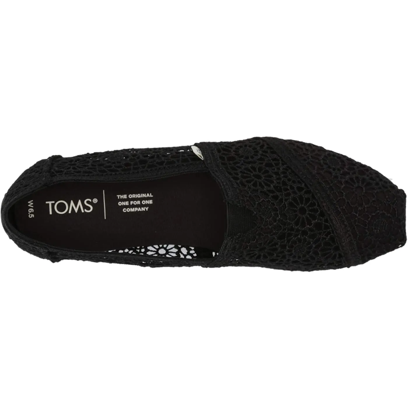Toms Black Crochet Alpargata Womens Espadrilles Slipons Shoes
