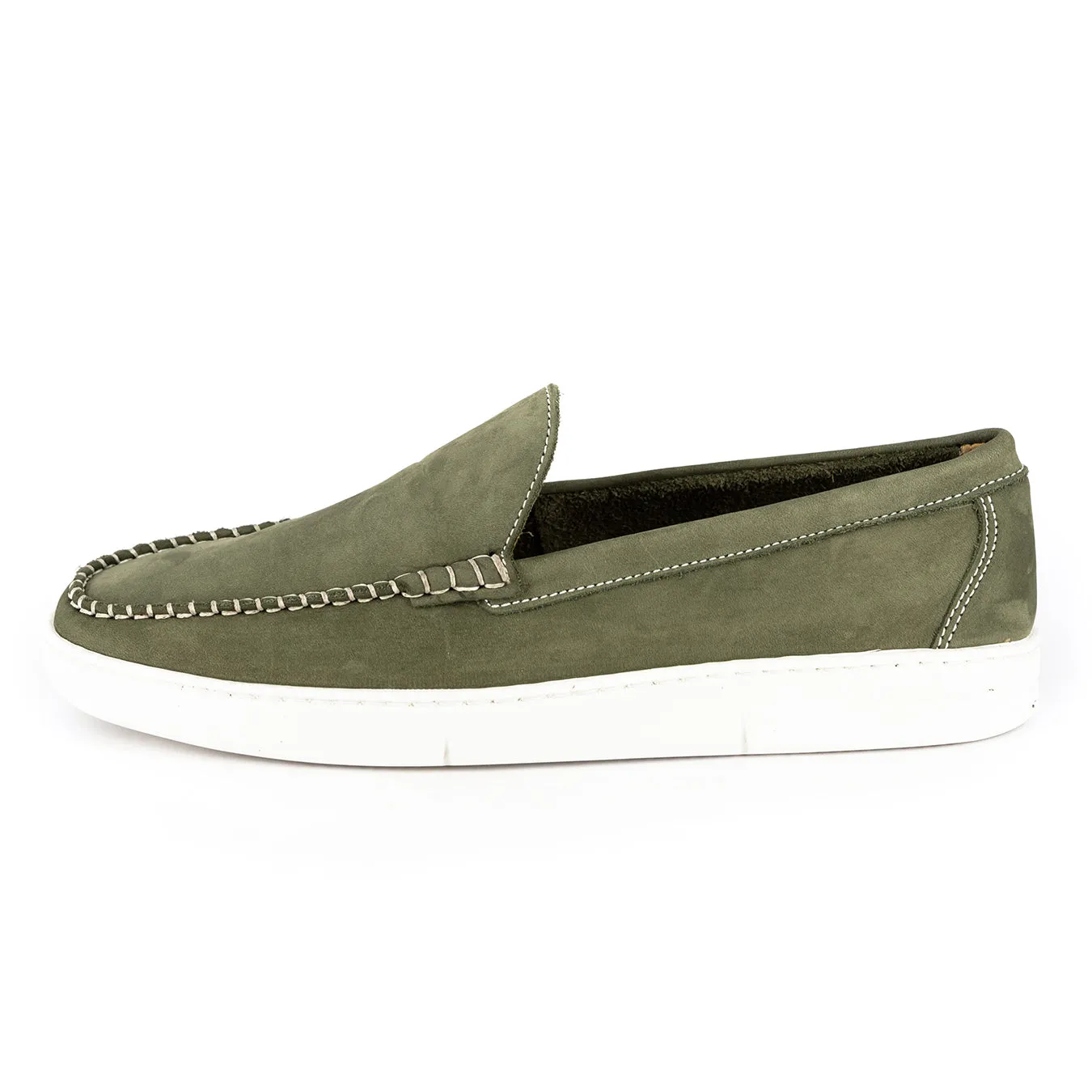 Ukusala : Men's Leather Moccasin in Olive Nubuck