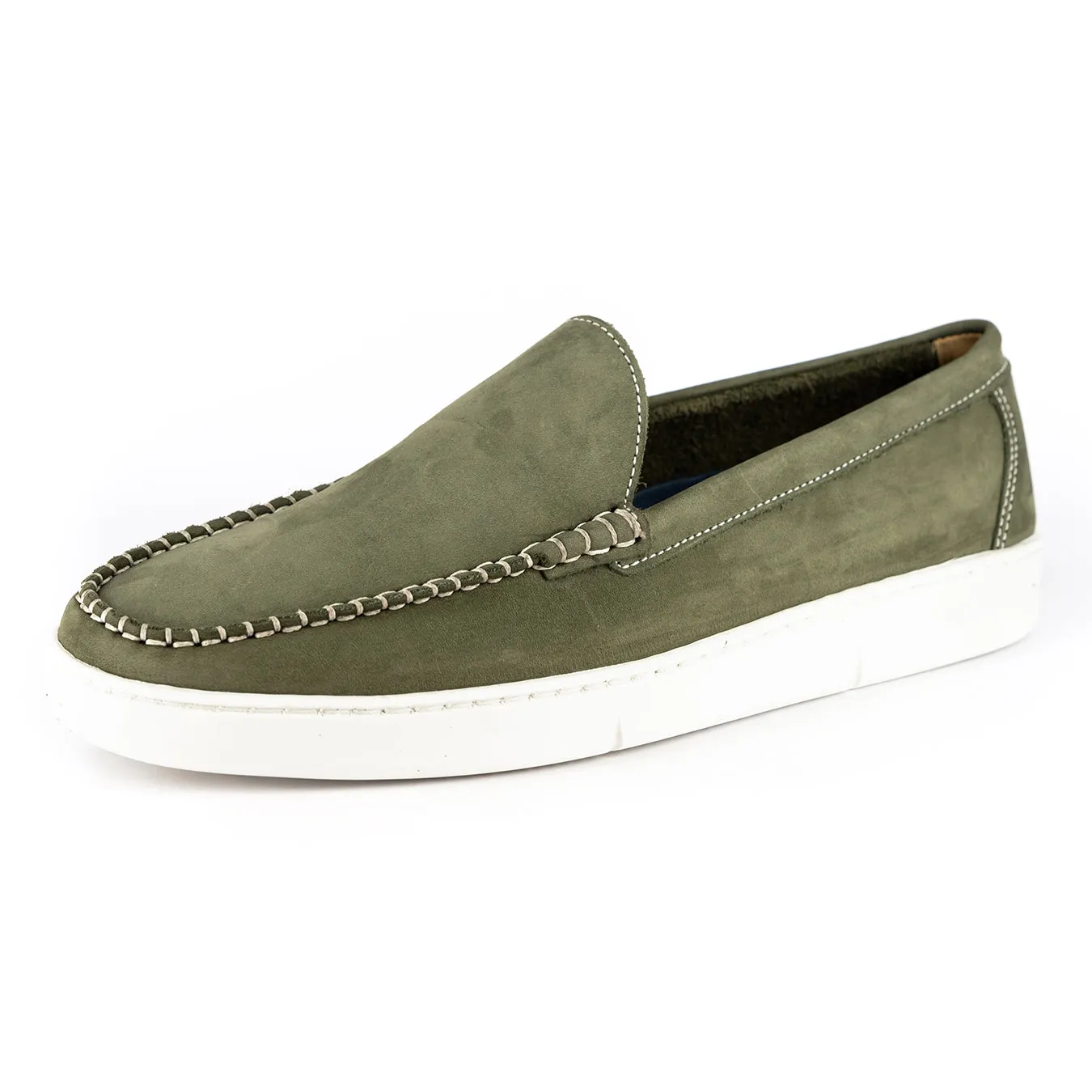 Ukusala : Men's Leather Moccasin in Olive Nubuck