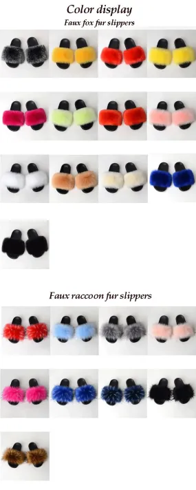 Warm Fur Slippers Women Faux Fox Fur Slides