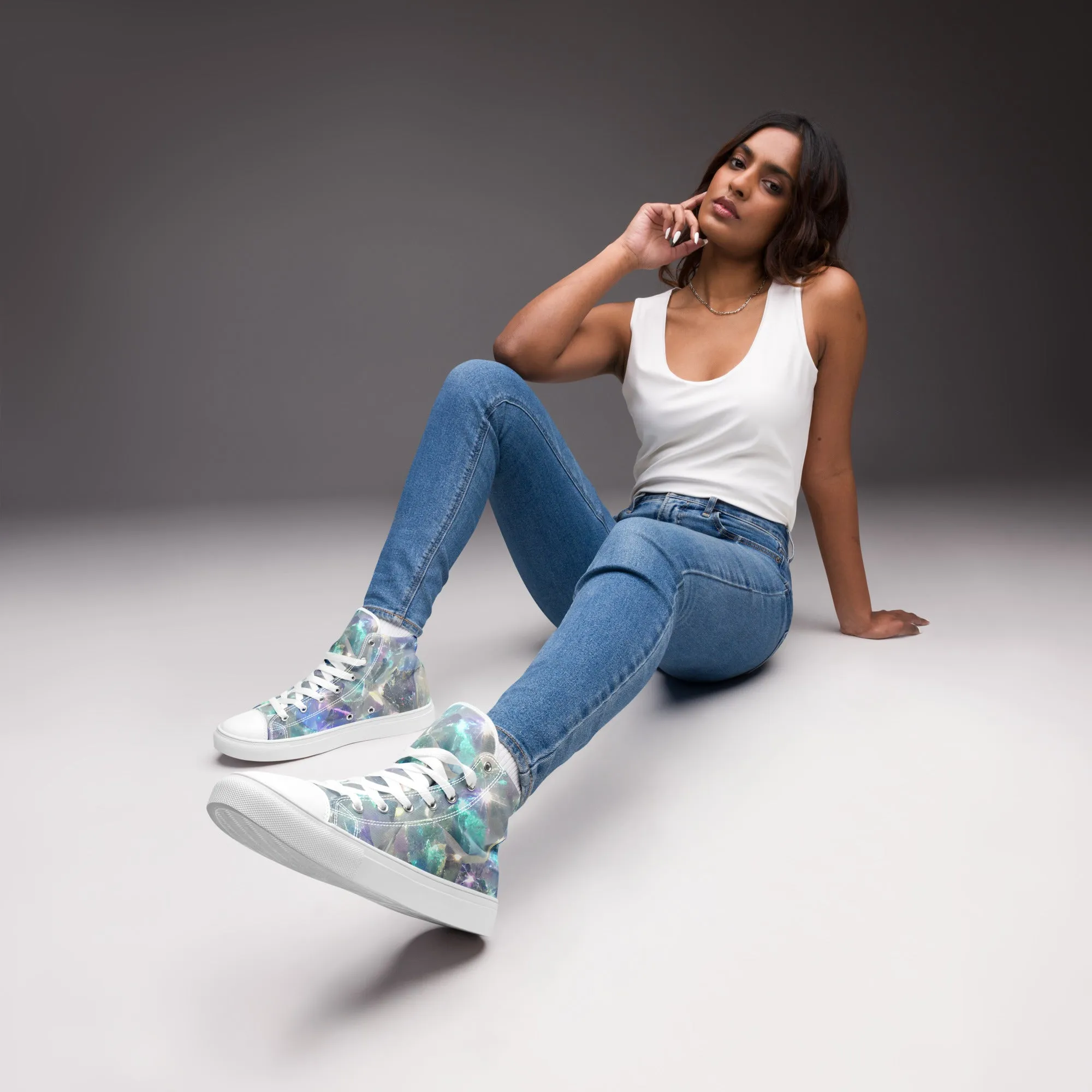 Women’s Crystal Print high top canvas shoes, Women's High Top Sneakers