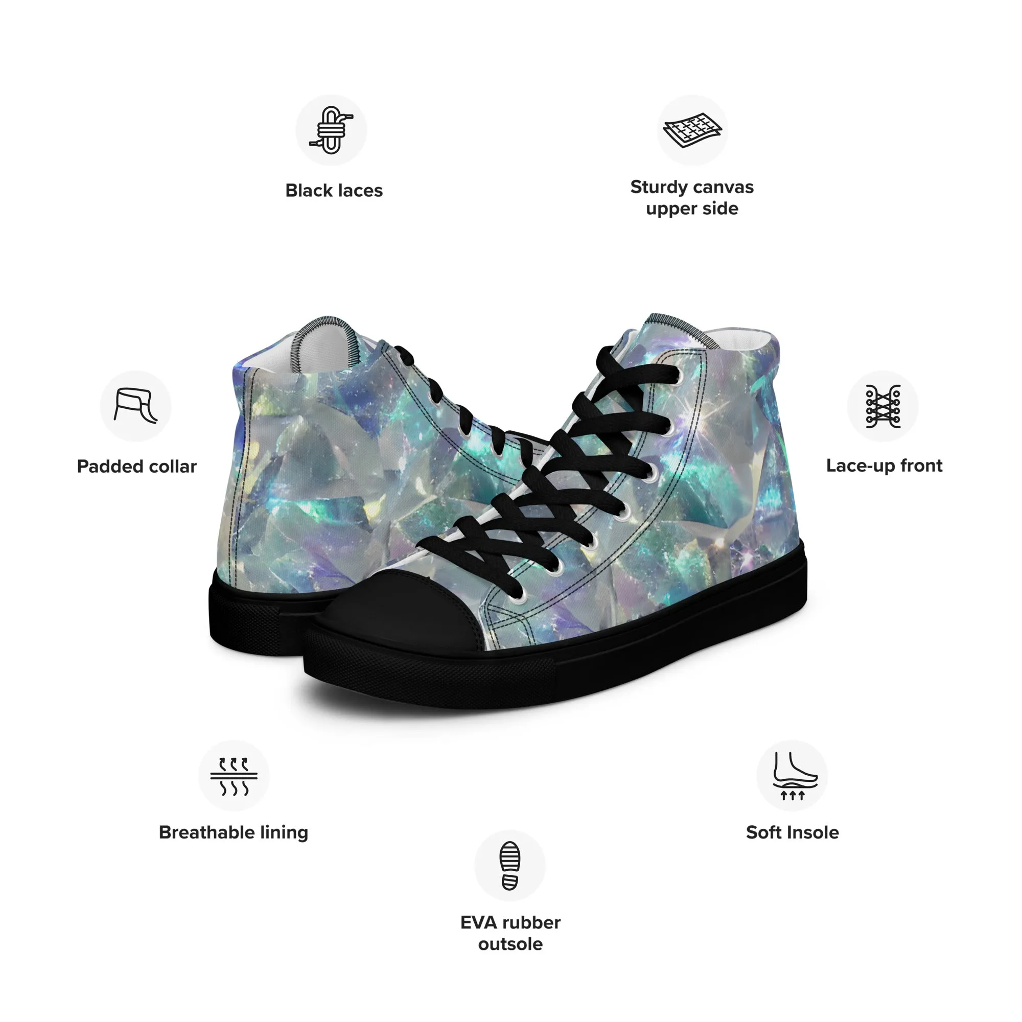 Women’s Crystal Print high top canvas shoes, Women's High Top Sneakers