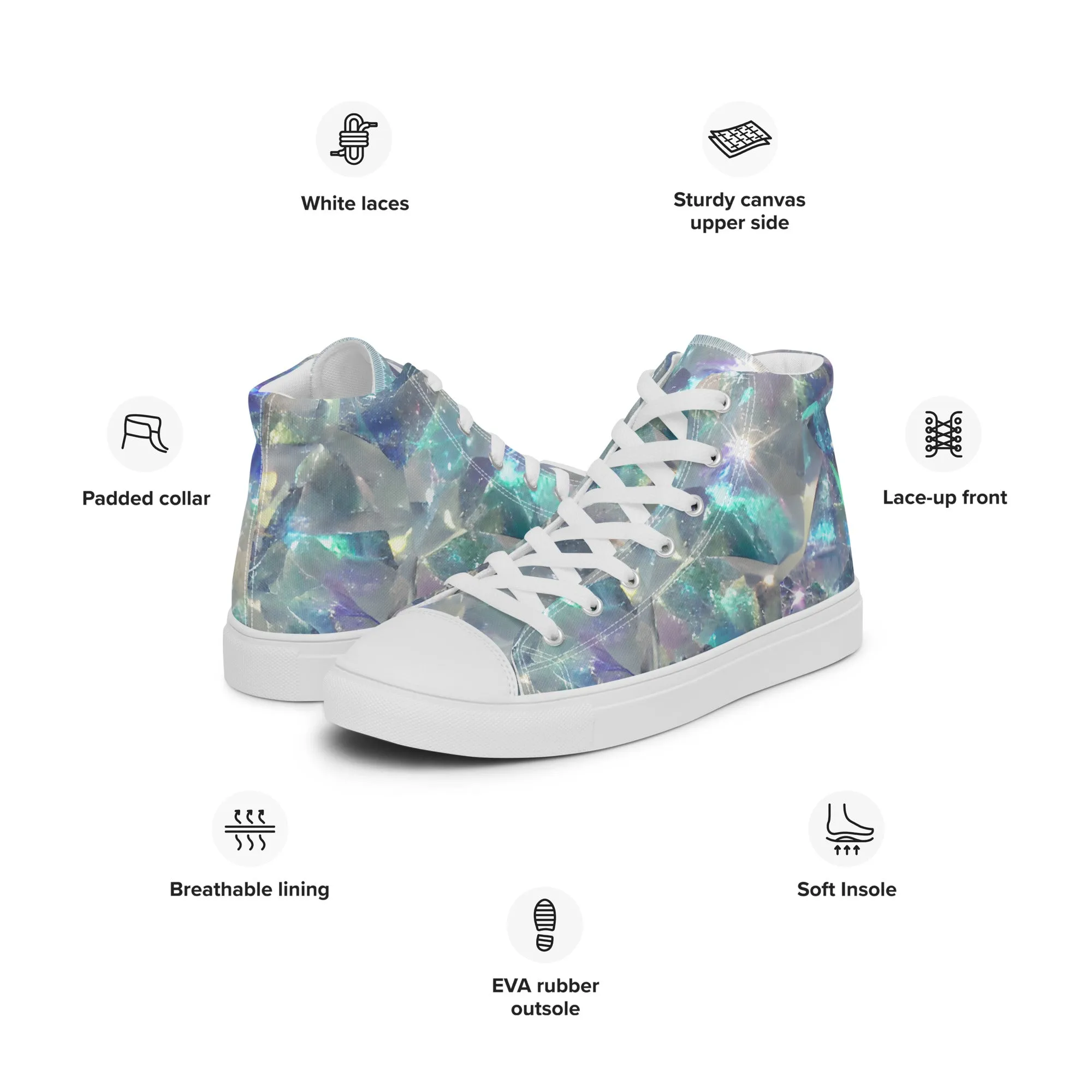 Women’s Crystal Print high top canvas shoes, Women's High Top Sneakers