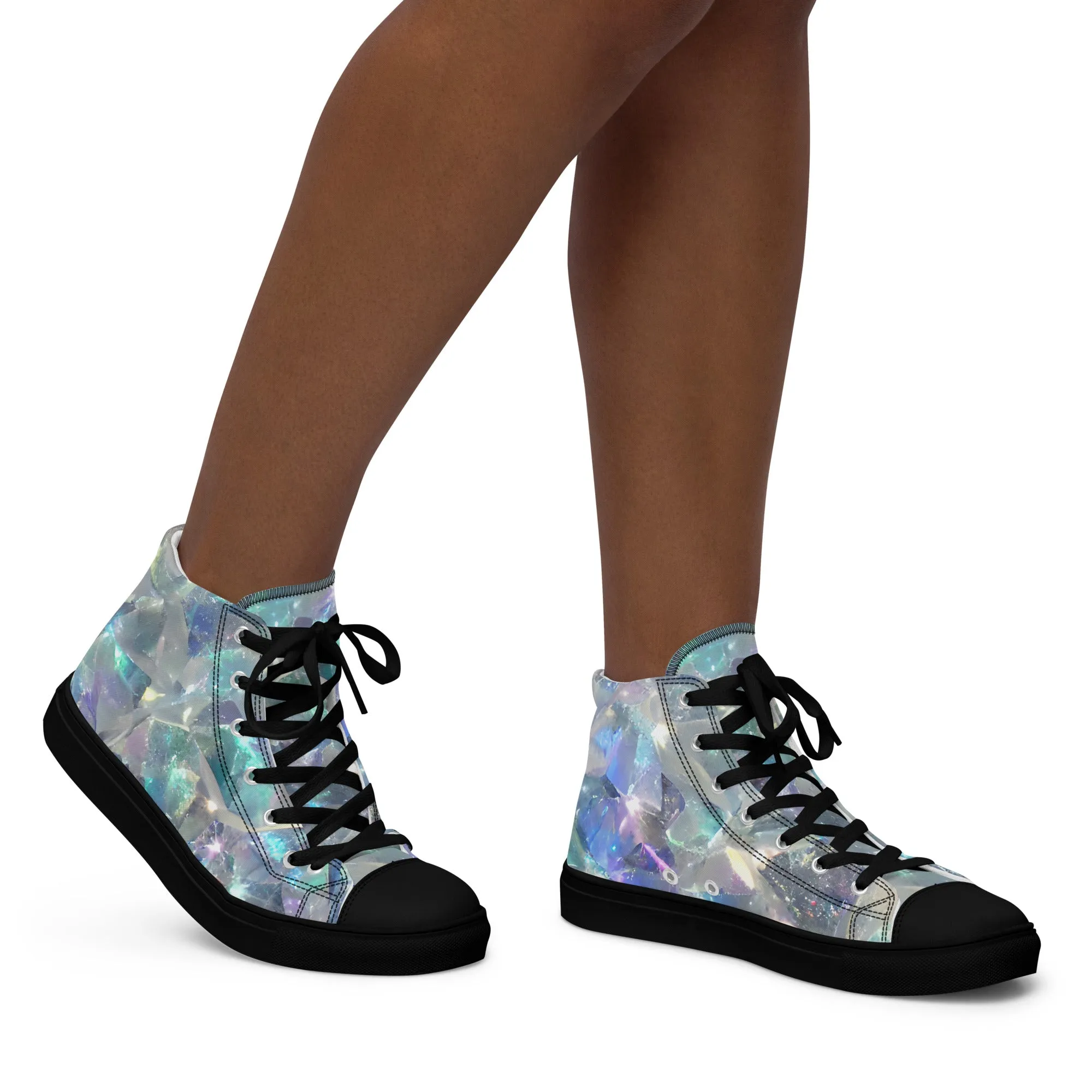 Women’s Crystal Print high top canvas shoes, Women's High Top Sneakers