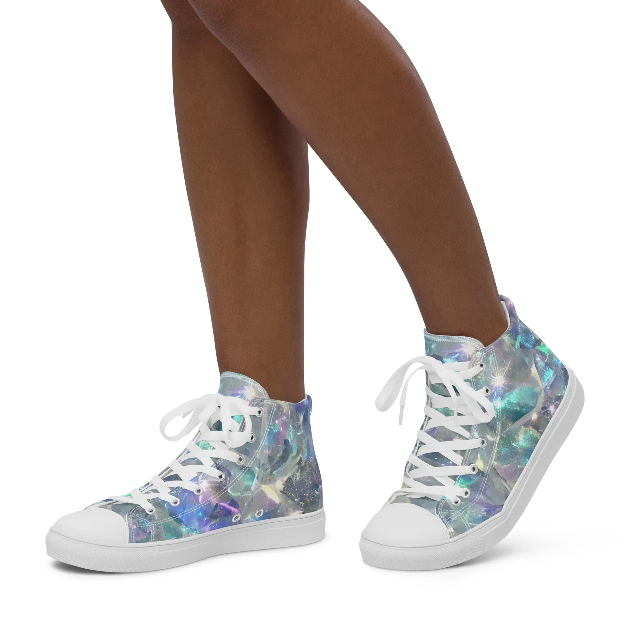 Women’s Crystal Print high top canvas shoes, Women's High Top Sneakers