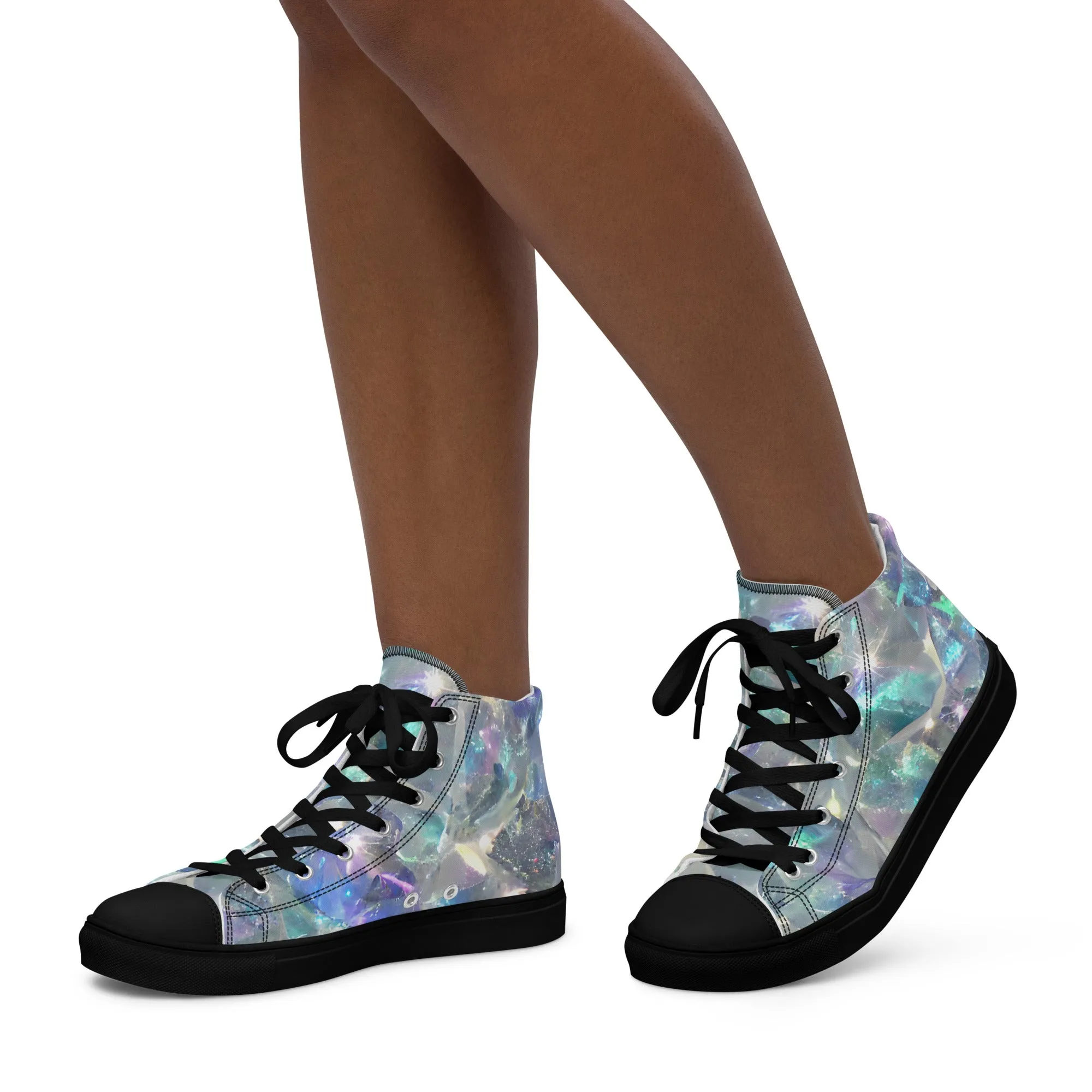 Women’s Crystal Print high top canvas shoes, Women's High Top Sneakers