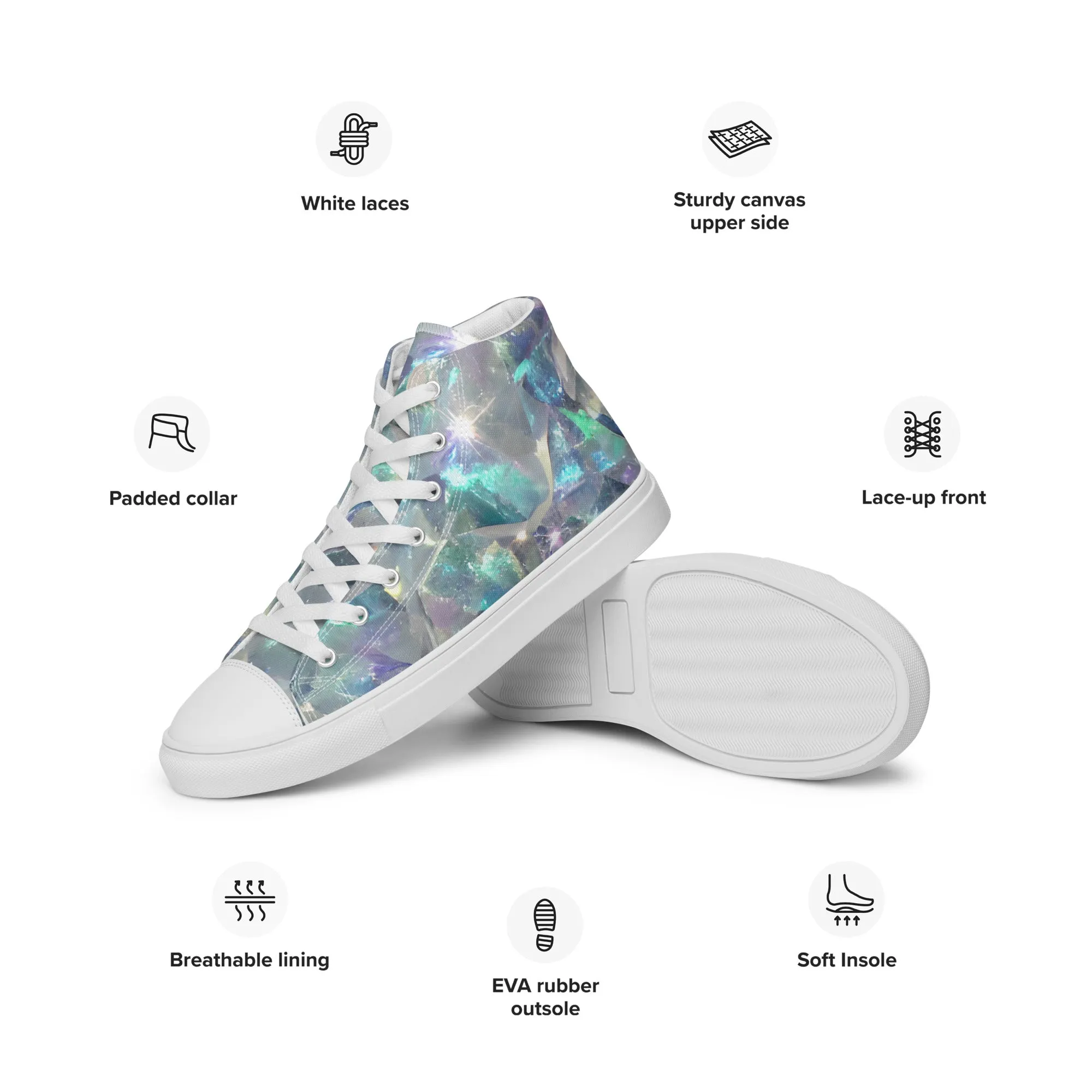 Women’s Crystal Print high top canvas shoes, Women's High Top Sneakers