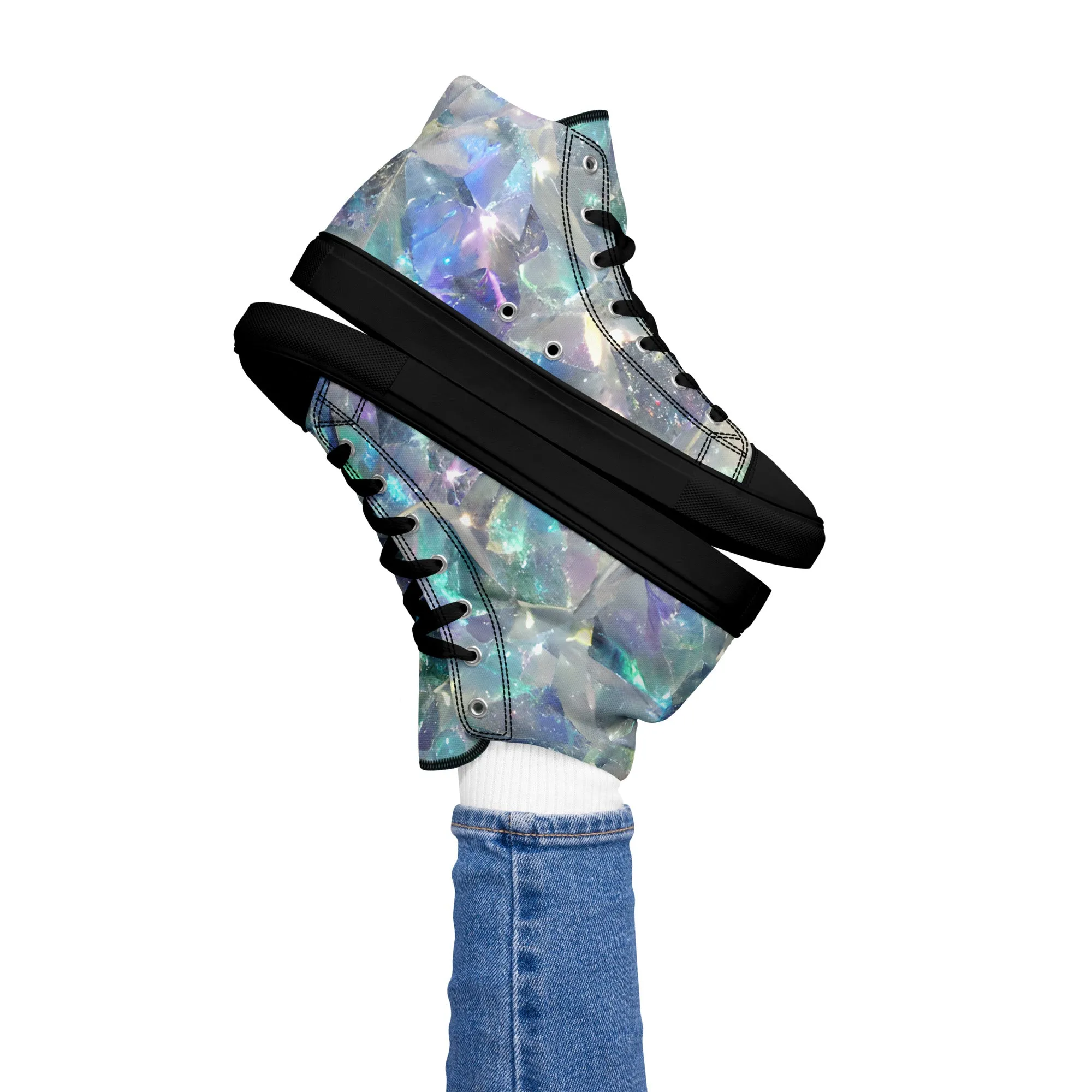 Women’s Crystal Print high top canvas shoes, Women's High Top Sneakers